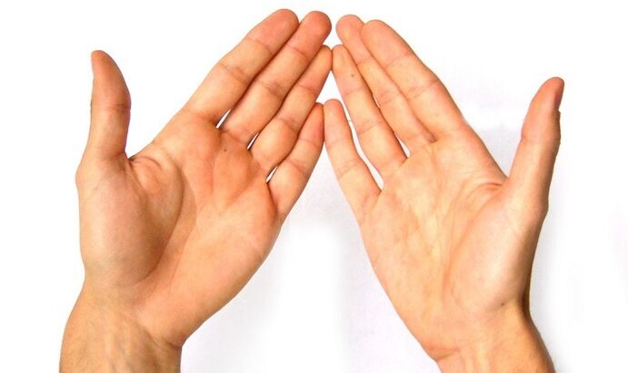Men's hands before doing penis enlargement exercises
